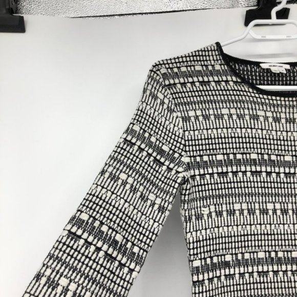 Helmet Lang Black   White knit mixed  print linen blend bodycon mini dress SP - Picture 8 of 16